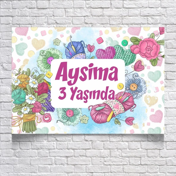 Çiçek Temalı Doğum Günü Afişi 35X50 cm