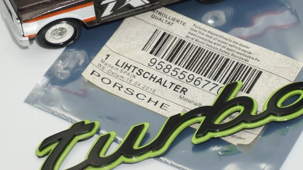 DK Tuning Porsche Turbo Yeşil Siyah ABS Yazı Logo Arma - Resim 5