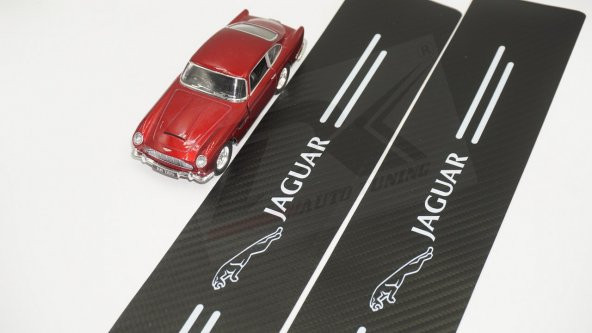 Jaguar Logo Karbon Fiber Deri Kapı Eşiği Dekoratif Koruyucu Şerit ürün görseli