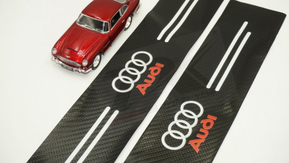 Audi Logo Karbon Fiber Deri Kapı Eşiği Dekoratif Koruyucu Şeritle