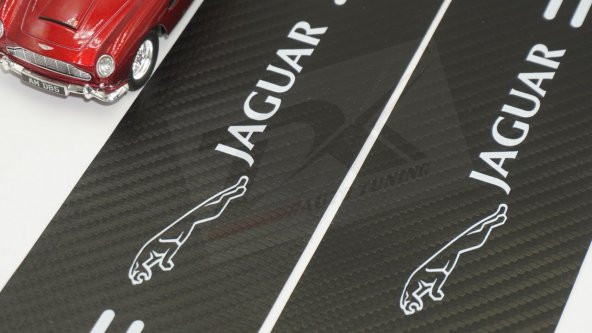 Jaguar Logo Karbon Fiber Deri Kapı Eşiği Dekoratif Koruyucu Şerit - Resim 2