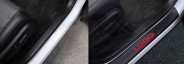 Jaguar Logo Karbon Fiber Deri Kapı Eşiği Dekoratif Koruyucu Şerit - Resim 6