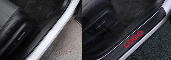 Volvo Logo Karbon Fiber Deri Kapı Eşiği Dekoratif Koruyucu Şeritl - 6