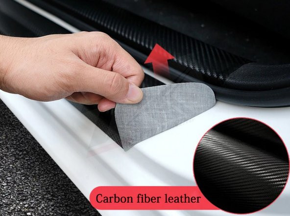 Volvo Logo Karbon Fiber Deri Kapı Eşiği Dekoratif Koruyucu Şeritl - 7