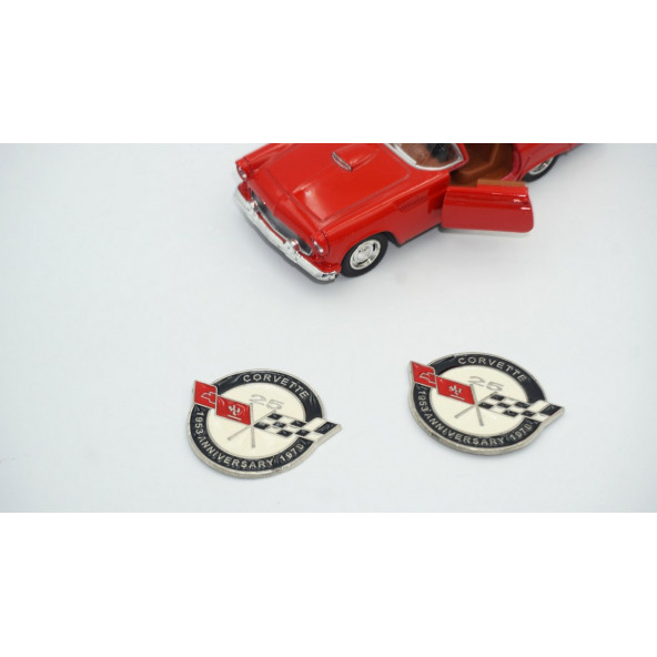 Chevrolet Corvette 25 Anniversary Çamurluk Yanı Rozet Logo Arma - 6