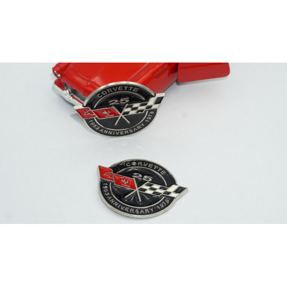 Chevrolet Corvette 25 Anniversary Çamurluk Yanı Rozet Logo Arma - 7