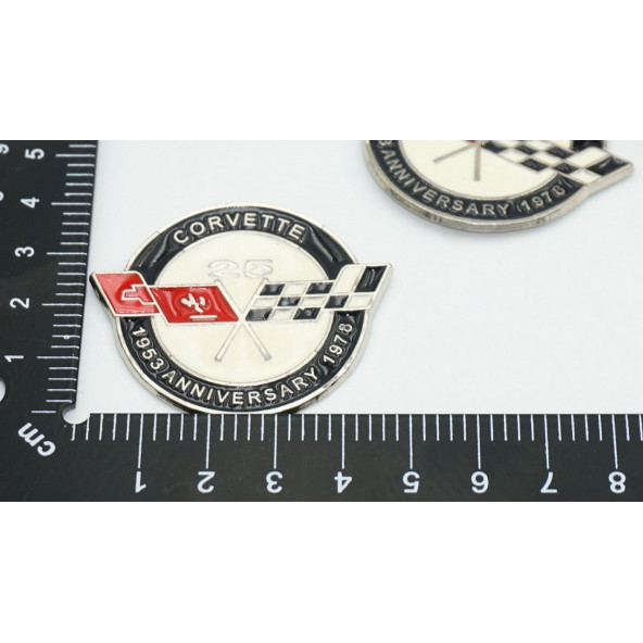 Chevrolet Corvette 25 Anniversary Çamurluk Yanı Rozet Logo Arma - 8