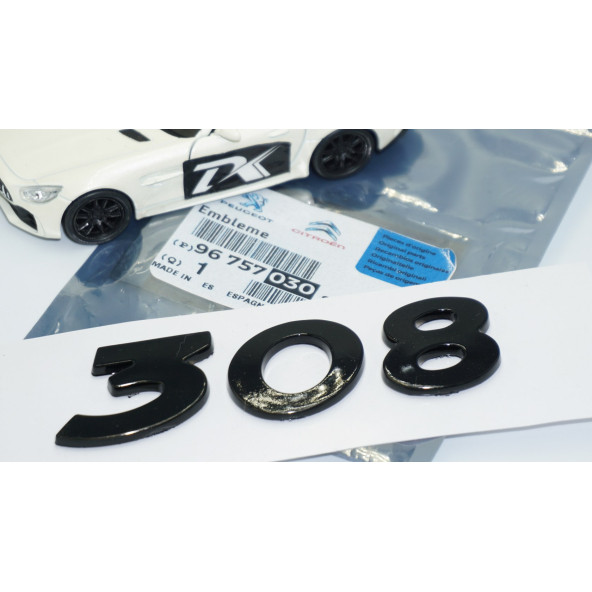 DK Tuning Peugeot 308 Bagaj 3M 3D Parlak Siyah ABS Logo Amblem - 5