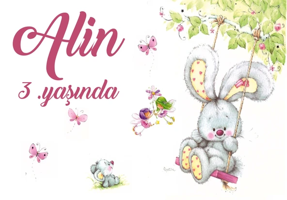 Tavşan Temalı Doğum Günü Afişi 35X50 cm ürün görseli