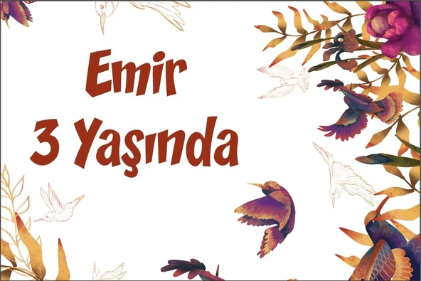 Sonbahar ve Kuşlar Temalı Doğum Günü Afişi -1 35X50 cm