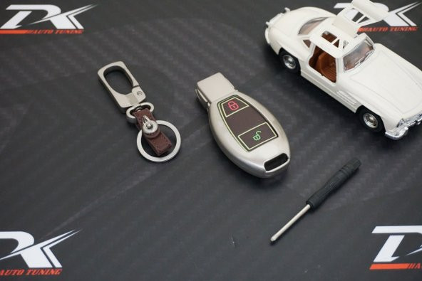 Mercedes Benz A B C S Class 2 Buton Metal Deri Fosforlu Anahtarlı - 3