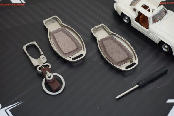 Mercedes Benz A B C S Class 2 Buton Metal Deri Fosforlu Anahtarlı - 7