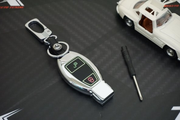 Mercedes Benz A B C S Class 2 Buton Metal Deri Fosforlu Anahtarlı - 8