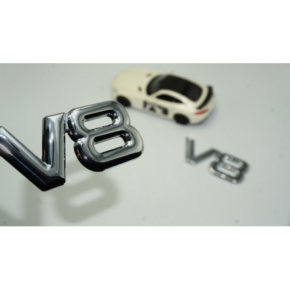 DK V8 Çamurluk Yanı 3M 3D Krom Metal 3M 3D Logo Amblem Seti