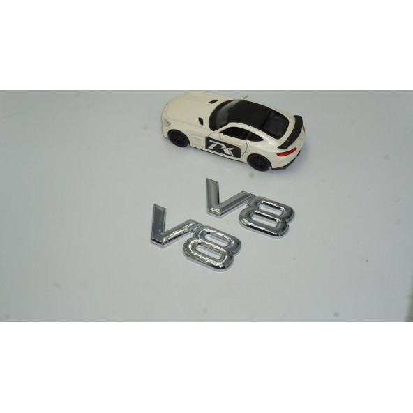 DK V8 Çamurluk Yanı 3M 3D Krom Metal 3M 3D Logo Amblem Seti - 2