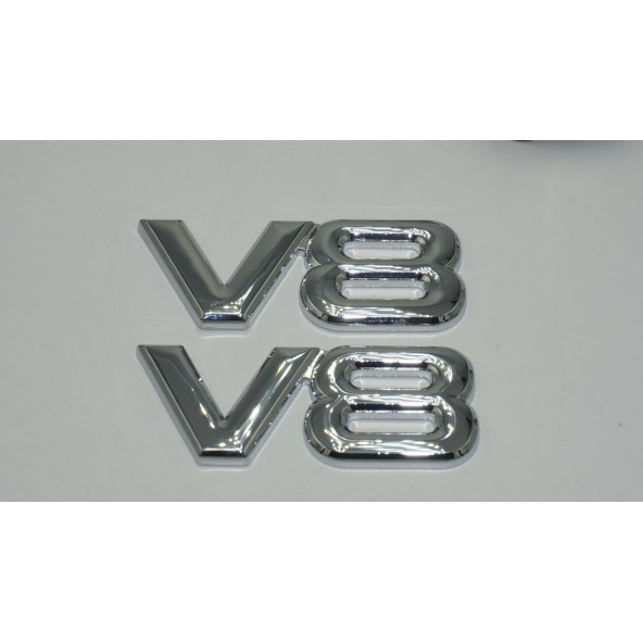 DK V8 Çamurluk Yanı 3M 3D Krom Metal 3M 3D Logo Amblem Seti - 3