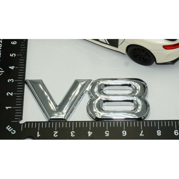 DK V8 Çamurluk Yanı 3M 3D Krom Metal 3M 3D Logo Amblem Seti - 4