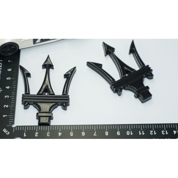DK Tuning Maserati Yan Kanatlar Siyah 3M 3D Rozet Amblem Seti - 4