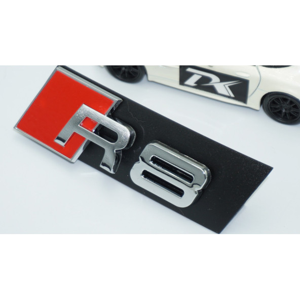 DK Tuning R8 Gümüş Kırmızı 3D Ön Panjur Logo Audi İle Uyumlu - 3