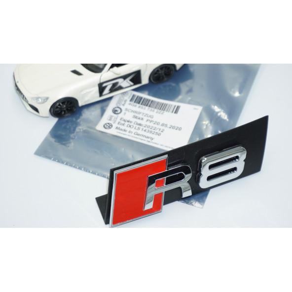 DK Tuning R8 Gümüş Kırmızı 3D Ön Panjur Logo Audi İle Uyumlu - 5