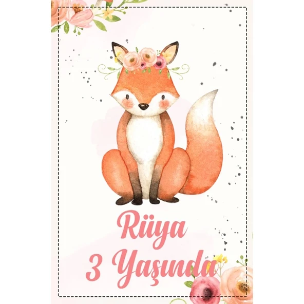 Tilki Temalı Doğum Günü Afişi -1 35X50 cm ürün görseli