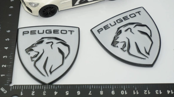 DK Tuning Peugeot Yeni Gri Siyah Çamurluk ABS Logo Arma Seti - Resim 2