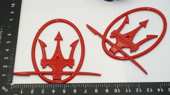 DK Tuning Maserati Yan Kanatlar Çemberli Kırmızı Rozet Amblem Seti - 2