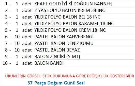 KRAFT GOLD BANNER 2 YAŞ FOLYO YILDIZLI 30 BALON KONSEPT DOĞUM GÜNÜ SETİ - Resim 2