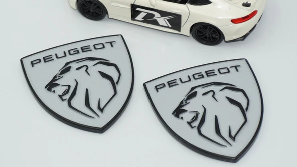 DK Tuning Peugeot Yeni Gri Siyah Çamurluk ABS Logo Arma Seti - Resim 5