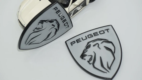 DK Tuning Peugeot Yeni Gri Siyah Çamurluk ABS Logo Arma Seti - Resim 6