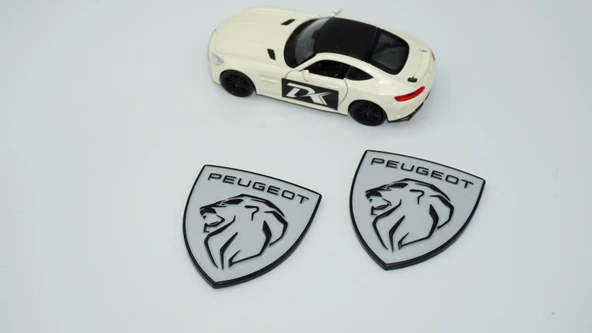 DK Tuning Peugeot Yeni Gri Siyah Çamurluk ABS Logo Arma Seti - Resim 4
