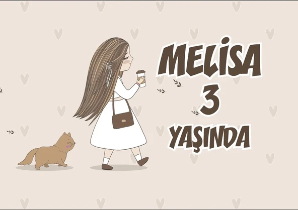 Kahve İçen Kız Doğum Günü Afişi 35X50 cm