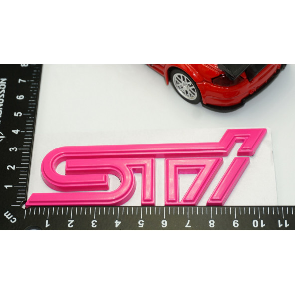 DK Subaru STi Pembe Metal 3M 3D Bagaj Yazı Logo Orjinal Ürün - 5