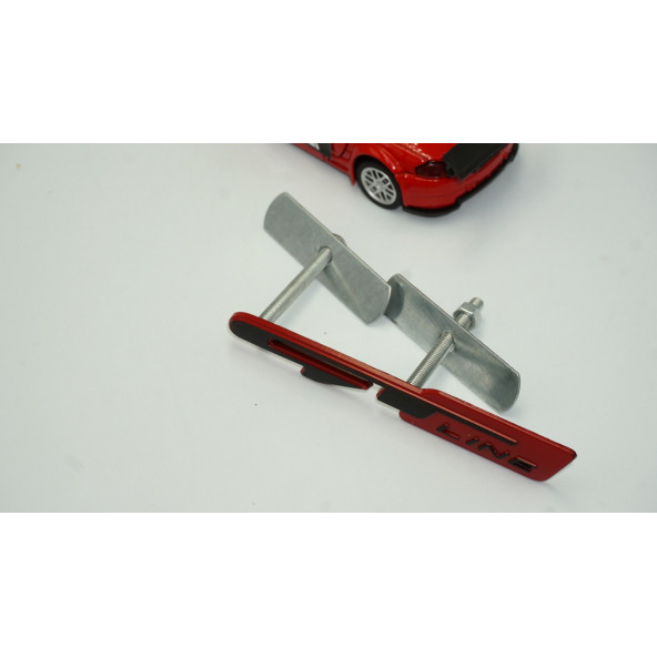 DK Kia GT Line Ön Panjur Vidalı 3D Siyah Kırmızı Metal Logo - Resim 3