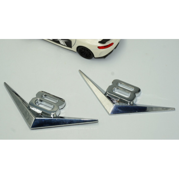 DK V8 3M 3D Çamurluk Yanı Krom Metal Yazı Logo Seti - 3