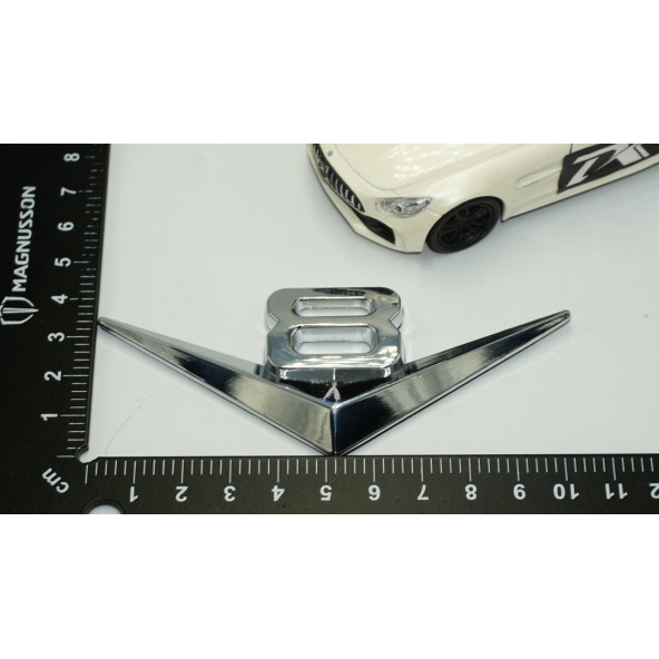 DK V8 3M 3D Çamurluk Yanı Krom Metal Yazı Logo Seti - 4