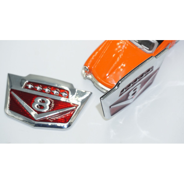 DK Tuning V8 Çamurluk Yanı Yeni Versiyon Krom Metal Logo Amblem Seti - Resim 4