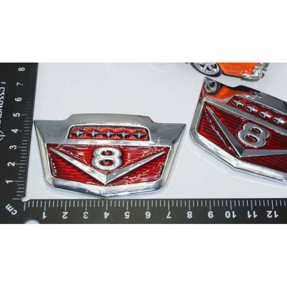 DK Tuning V8 Çamurluk Yanı Yeni Versiyon Krom Metal Logo Amblem Seti - Resim 5