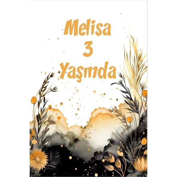 Sarı ve Siyah Boyalar Temalı Doğum Günü Afişi -2 35X50 cm
