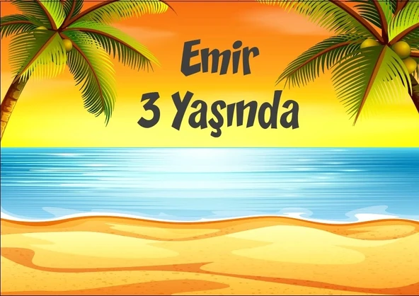 Ada ve Deniz Temalı Doğum Günü Afişi 35X50 cm