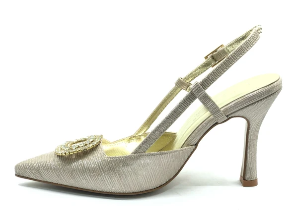 Feles Taş Toka Detaylı Arkası Açık Stiletto Kadın Topuklu Ayakkabı - Resim 9