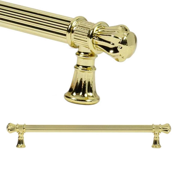 Akbatı Çizgili Çekmece Dolap Kapak Kulpu Kulbu 128 mm Gold Metal Kulp