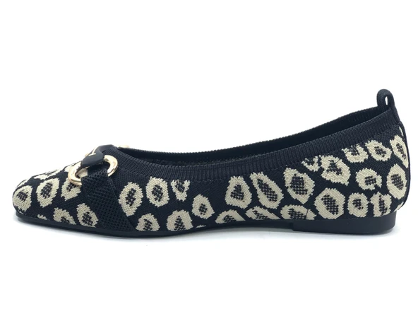 Feles Leopar Triko Küt Burun Kadın Babet Ayakkabı - Resim 6