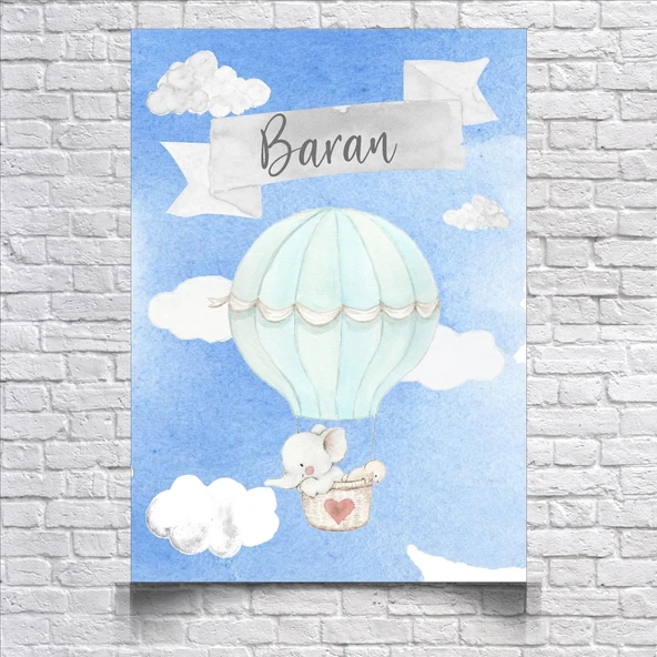 Uçan Balon ve Fil Temalı Doğum Günü Afişi 50X70 cm ürün görseli 1