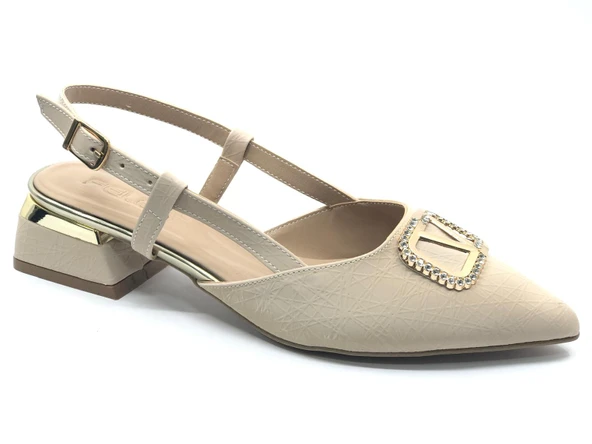 Feles V Toka Detaylı Arkası Açık Kadın Babet Ayakkabı ürün görseli