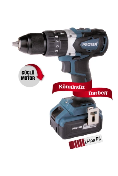 PST 740 BL DARBELİ KÖMÜRSÜZ ŞARZLI 20 V.4 Ah/Li