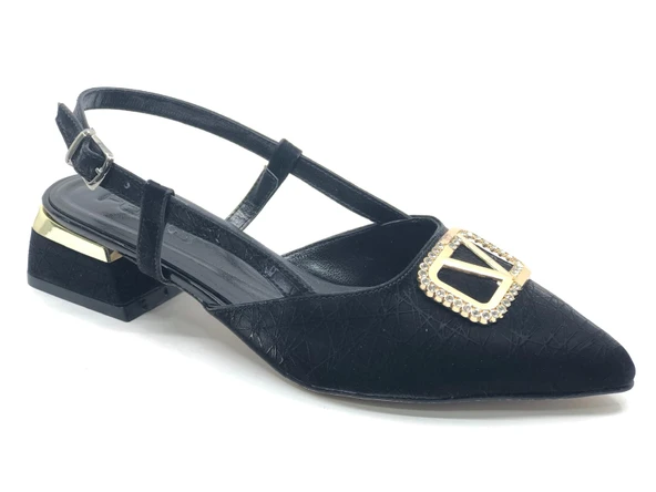 Feles V Toka Detaylı Arkası Açık Kadın Babet Ayakkabı - Resim 2