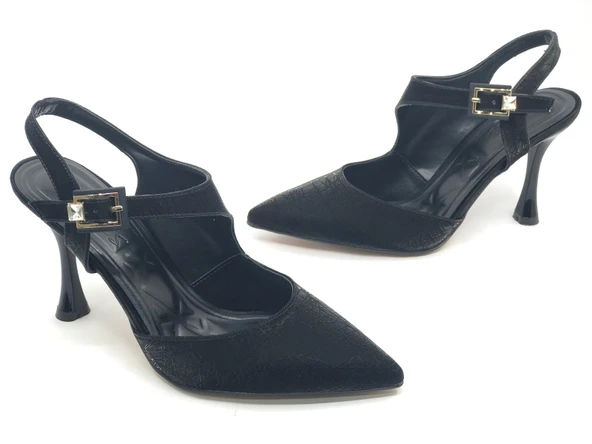 Feles Okitam Toka Detaylı Arkası Açık Stiletto Kadın Topuklu Ayakkabı - 3