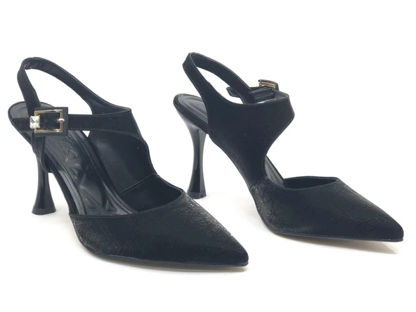 Feles Okitam Toka Detaylı Arkası Açık Stiletto Kadın Topuklu Ayakkabı - 2