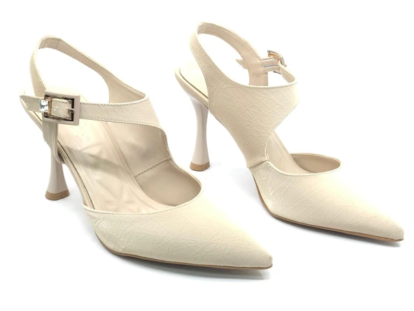 Feles Okitam Toka Detaylı Arkası Açık Stiletto Kadın Topuklu Ayakkabı - 5